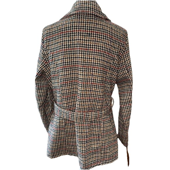 Riley & James Houndstooth Plaid Double Breasted Belted Coat Jacket Tan XL - Picture 5 of 11